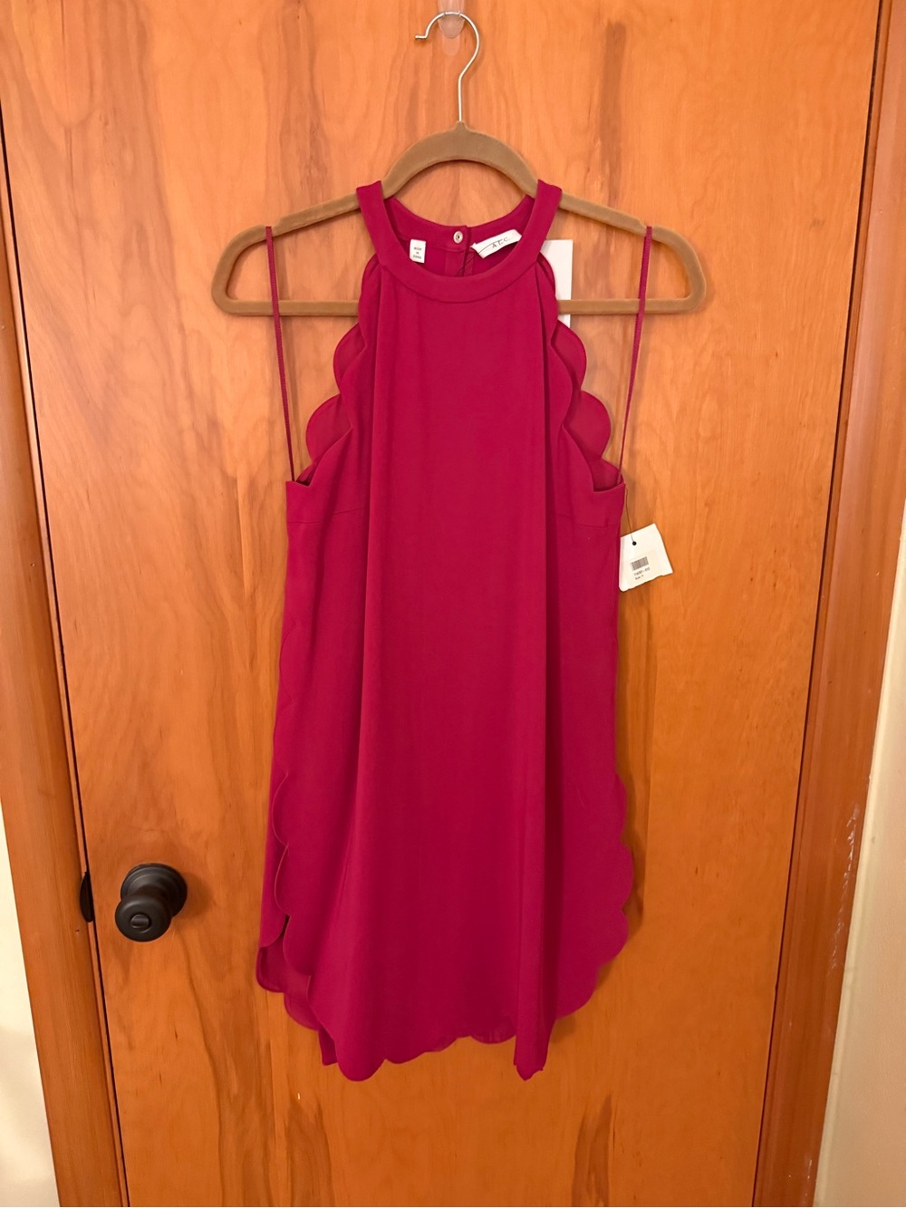 A.L.C. Scallop-Edge Sleeveless Mini Dress - Fuchsia